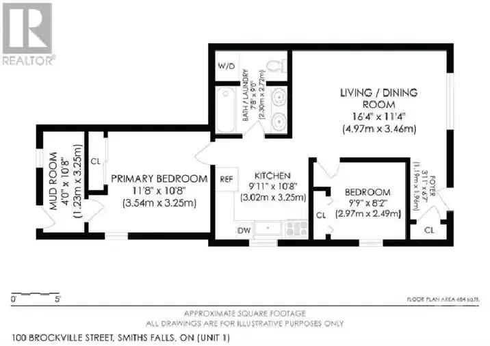 2-bedroom, 1-bathroom apartment in Smith Falls triplex