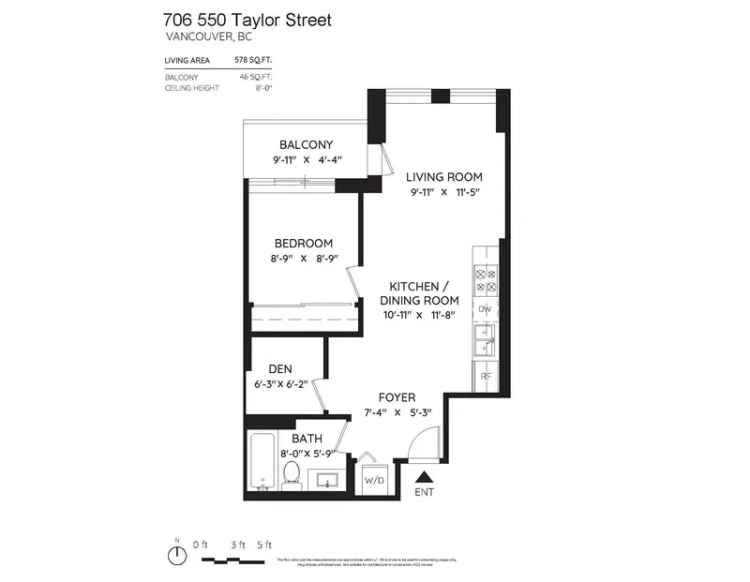 Downtown Vancouver Condo 1 Bed + Den The Taylor Pinnacle International