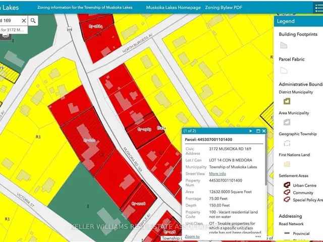 Muskoka Commercial Residential Building Lot Main Road Waterfront