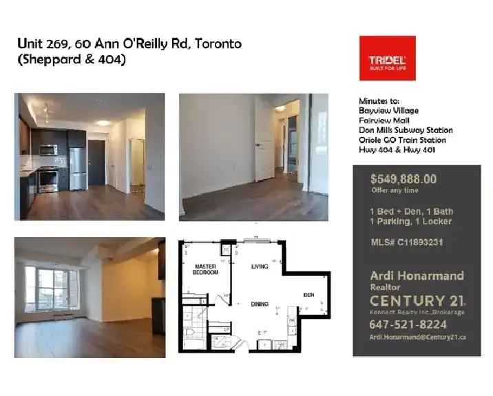 1 Bed Den Condo with Parking/Locker in North York with by Tridel