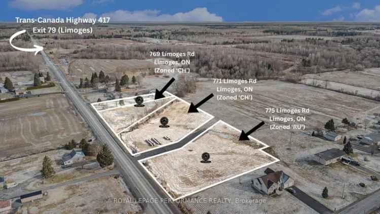 0.923 Acre Rural Lot in Limoges Near Hwy 417