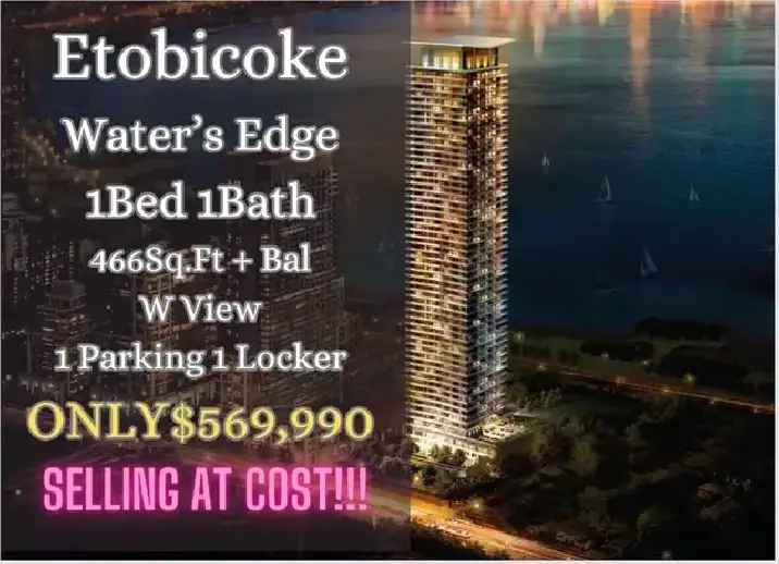 Lakeside Condo - Water's Edge: High Floor 1B1B Unit ONLY $569k