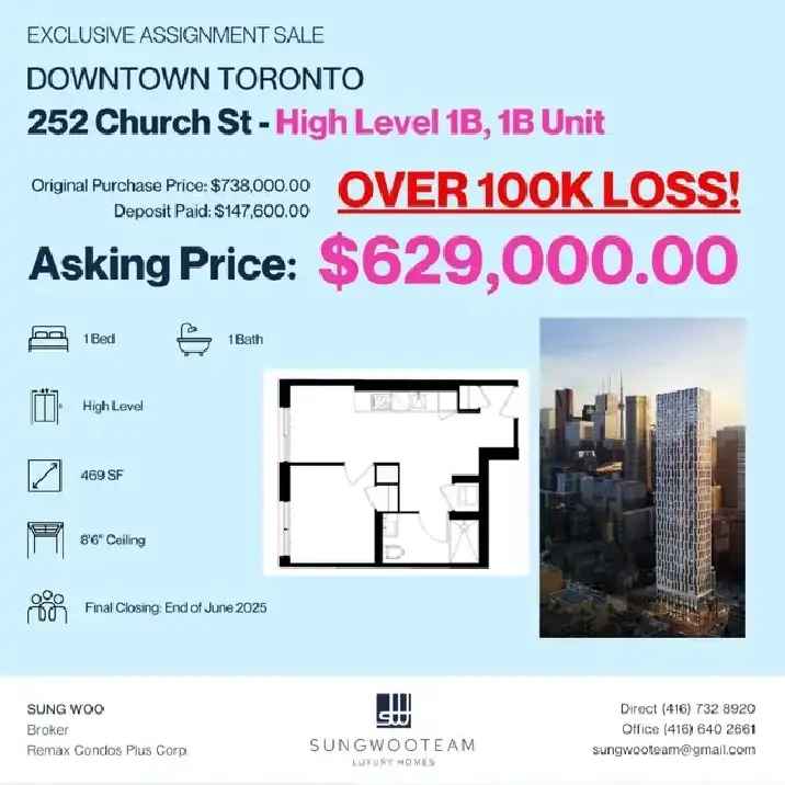 Downtown Toronto Condo 1 Bed 1 Bath 469 Sq Ft