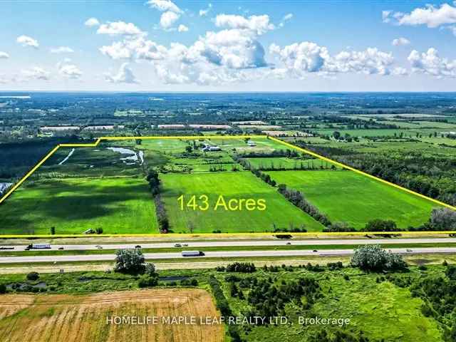 143 Acres Land with House and Barns Highway 401 Frontage