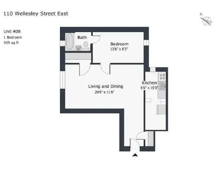 One bedroom, Wellesley and Jarvis - ID 336