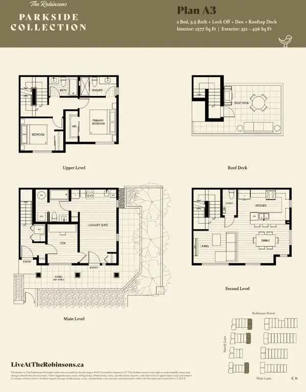 Robinsons Parkside Collection Plan A3 2 Bed 3.5 Bath 3-Storey Townhouse