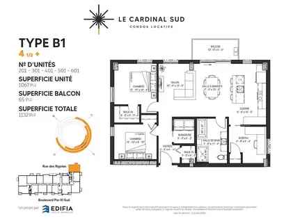 4 rooms apartment of 99 m² in Quebec