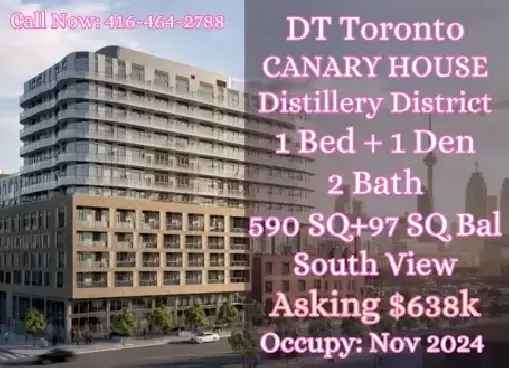 Distillery District 1 1 Bed Condo, DT Toronto Selling for $638k