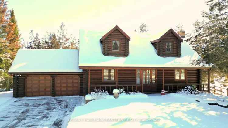 Buy log veneer home on the Trent River in Campbellford with waterfront