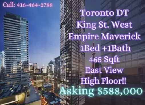 Toronto Downtown King St. W High-Floor 1 Bed 1 Bath Luxury Condo