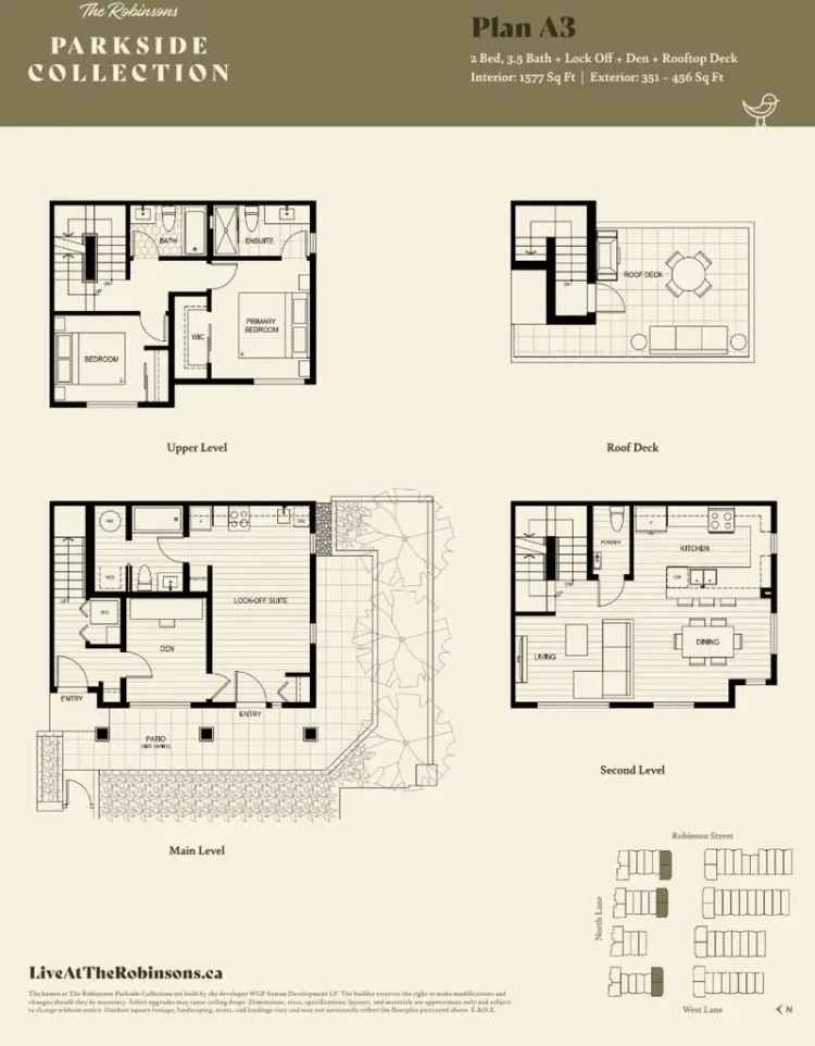 2 Bed 3.5 Bath Townhouse Robinsons Parkside Collection