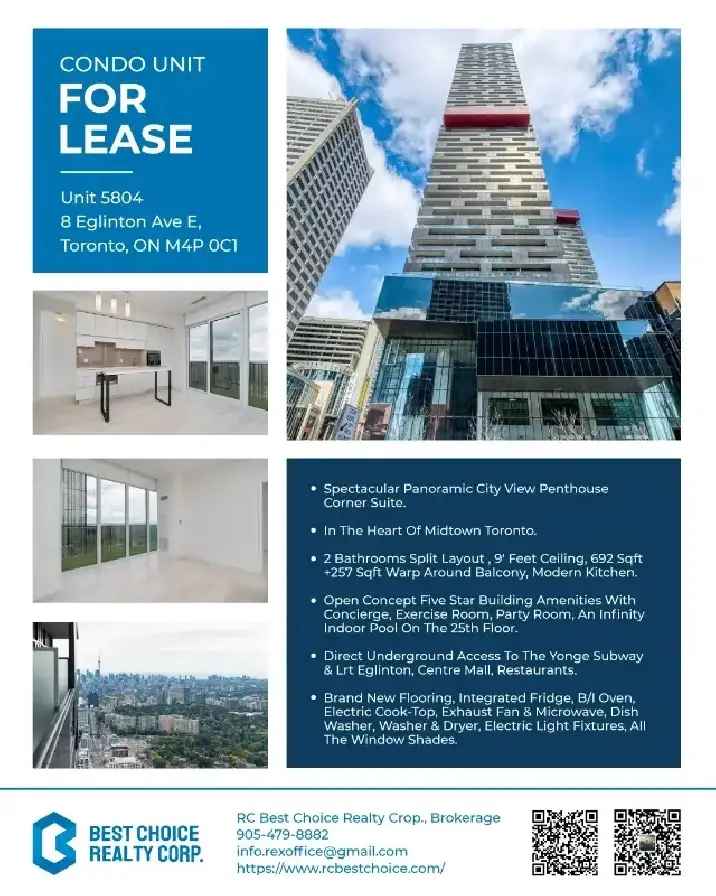 Luxury Condo for Lease ️✨ | Unit 5804 at Eglinton & Yonge