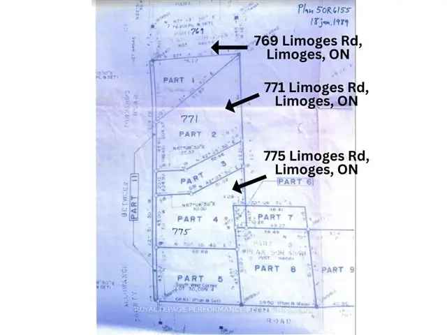 0.923 Acres Prime Rural Land in Limoges Near Hwy 417