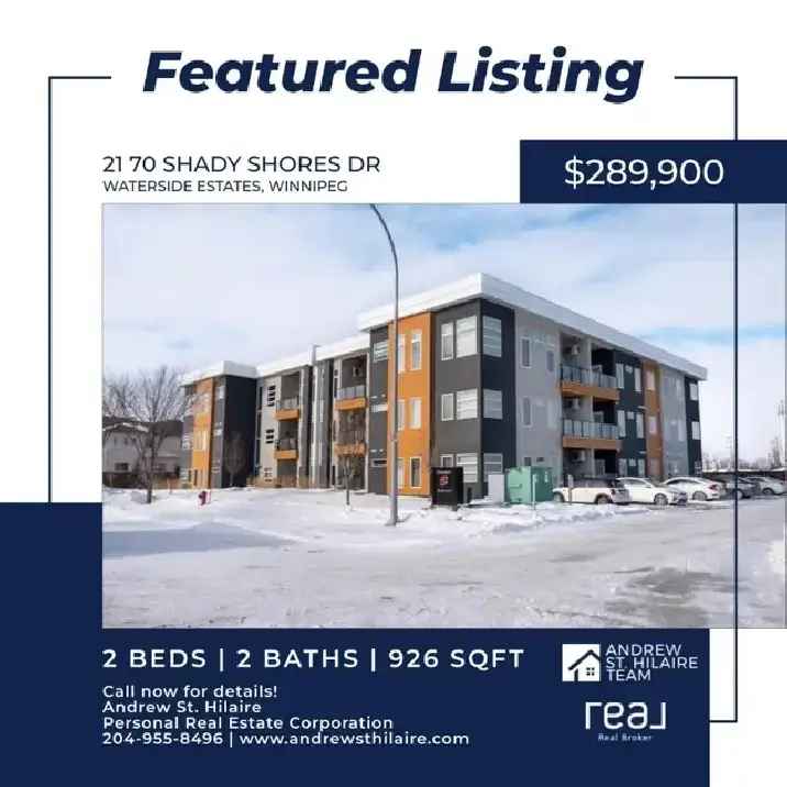 Condo for Sale in Waterside Estates Winnipeg