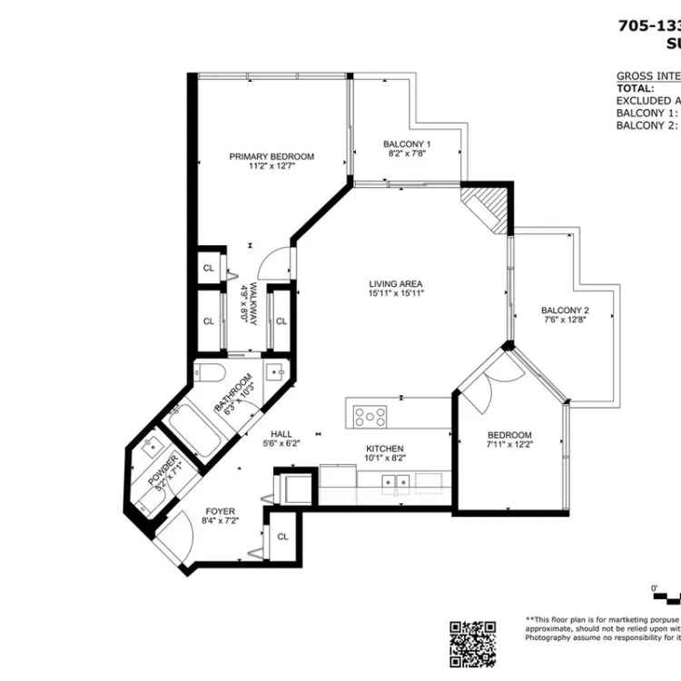 1 Bed + Den Corner Unit Mountain View Updated Amenities