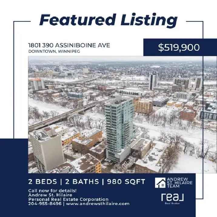 Condo for Sale in Downtown Winnipeg with Stunning Features